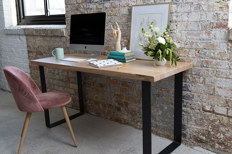 Dakota Timber Co Furniture | Solid Hardwood Desk WIth Steel Legs | Made in the USA Furniture