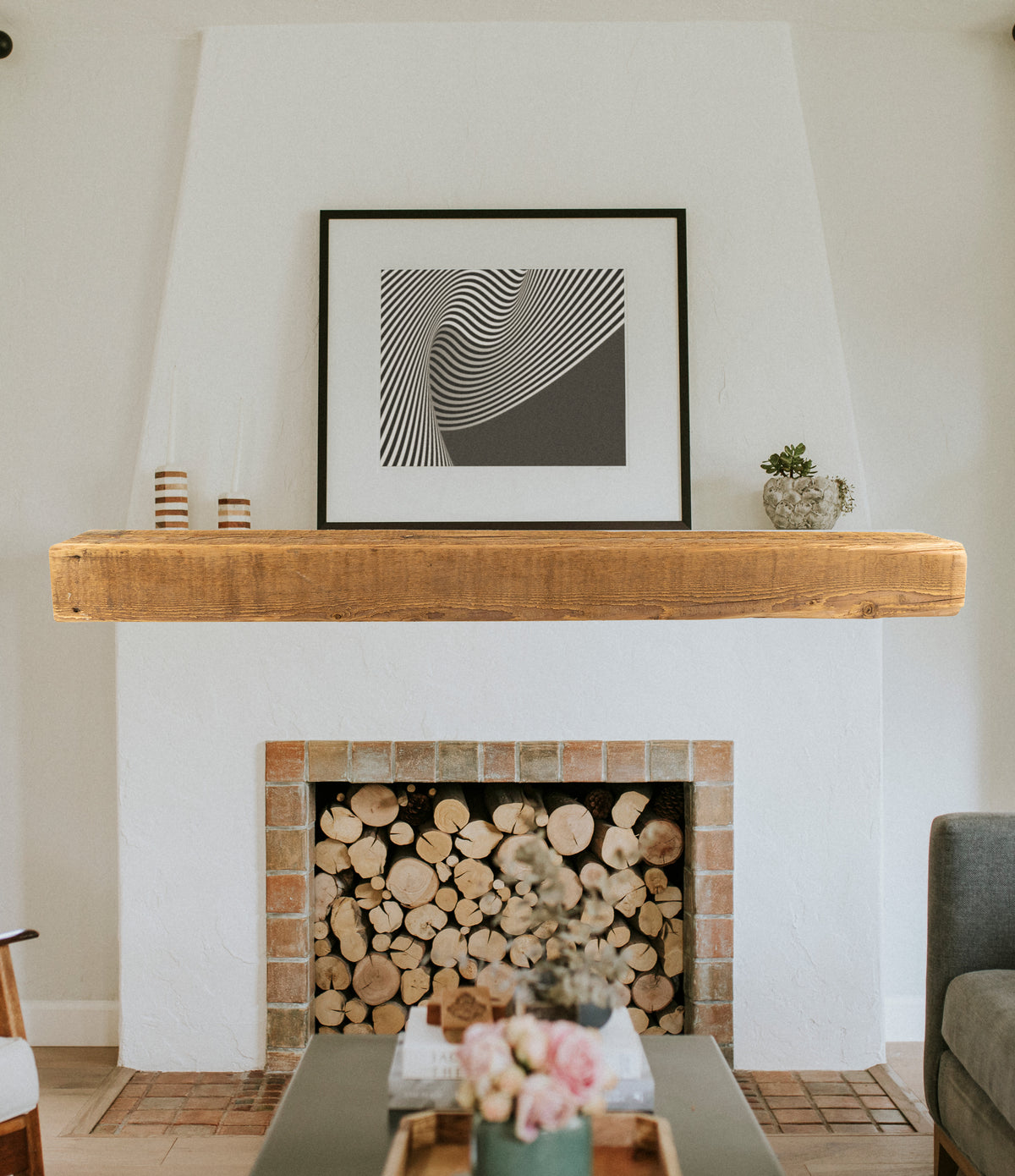 6&quot; x 8&quot; x 69.5&quot; Reclaimed Mantel - Dakota Timber Co