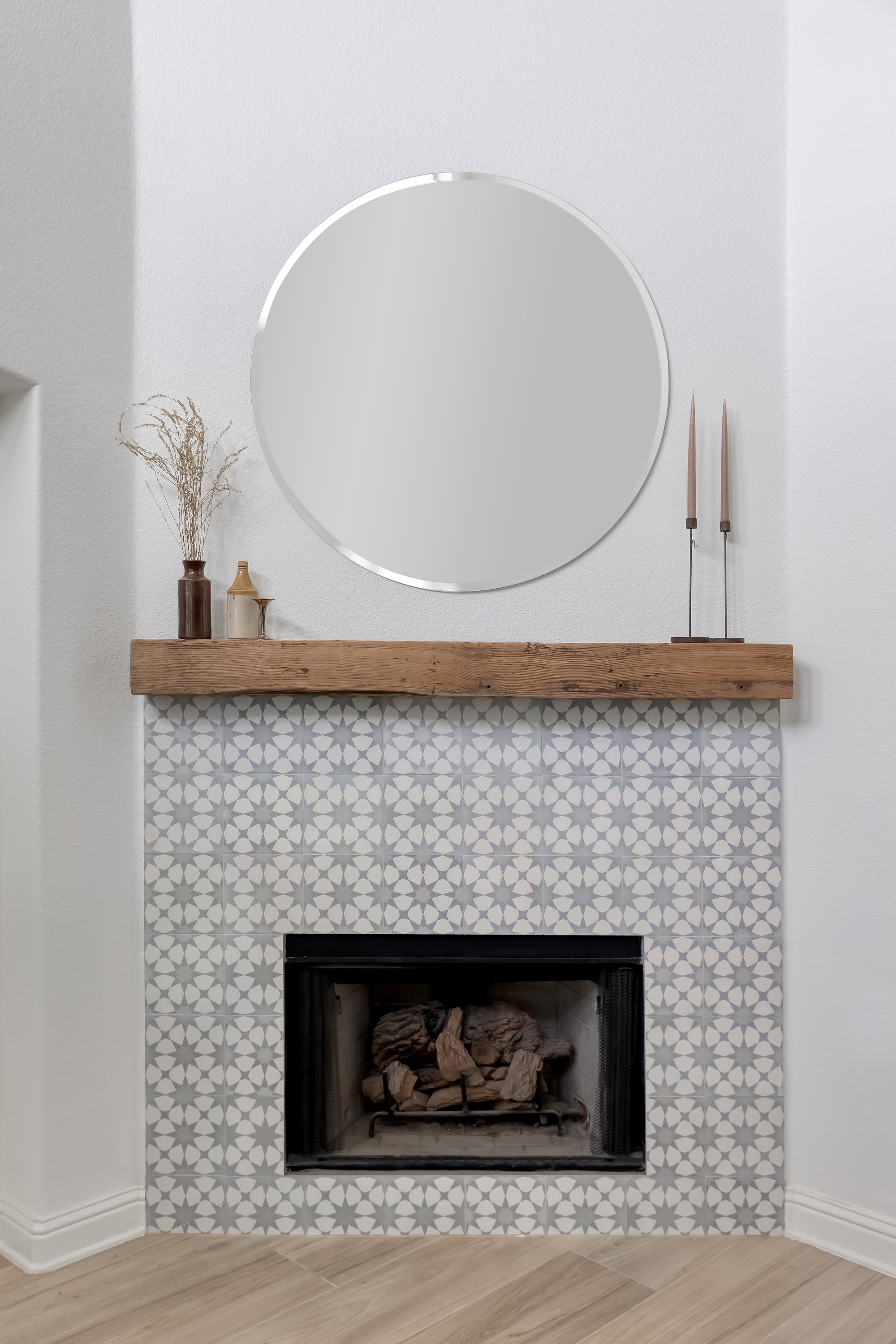 Rustic Reclaimed Wood Mantel - Tile Fireplace With Wood Mantel - Dakota Timber Co Reclaimed Wood Mantels