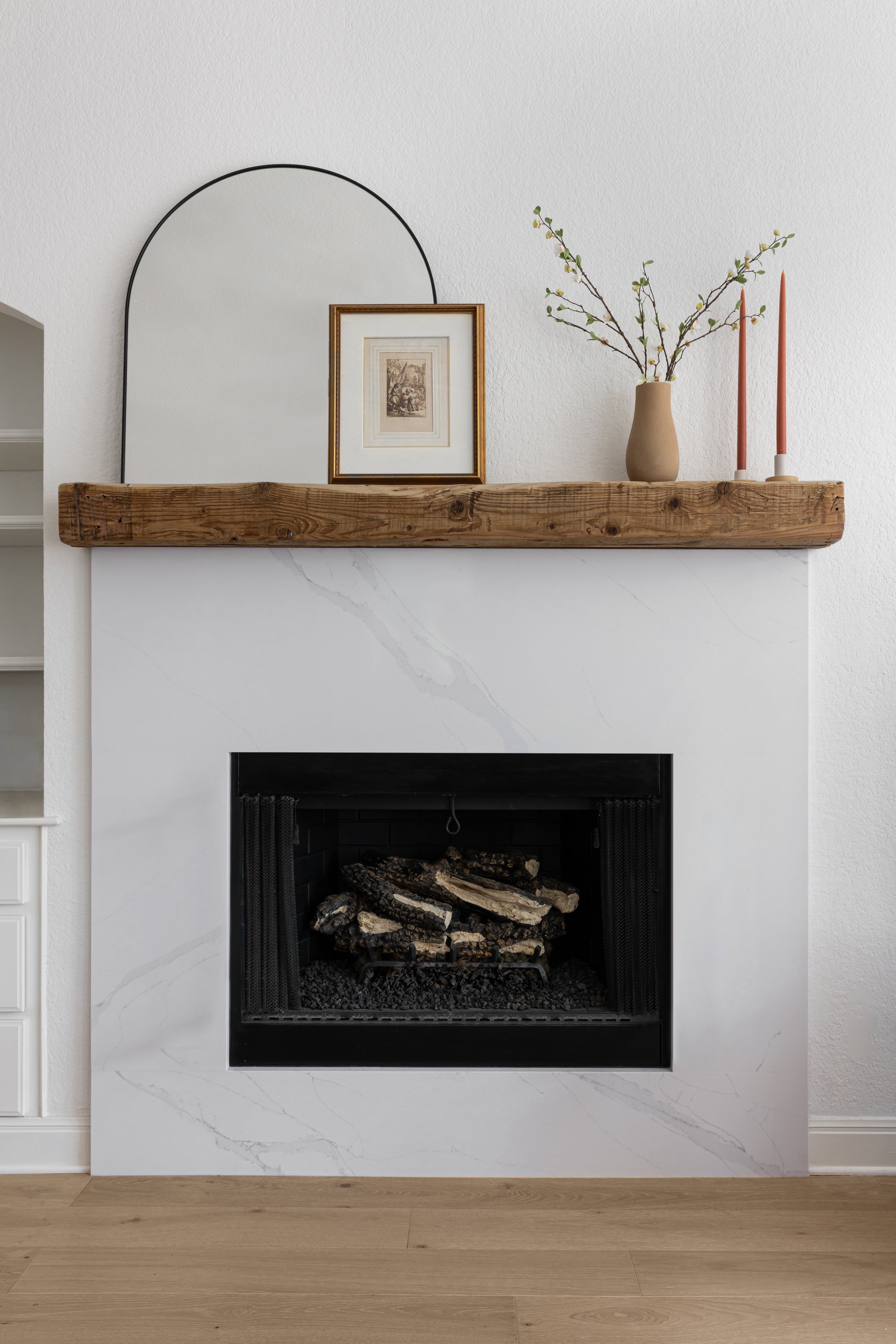 Reclaimed Wood Fireplace Mantel - Modern White Fireplace Rustic Mantel - Dakota Timber Co Mantle Mantels
