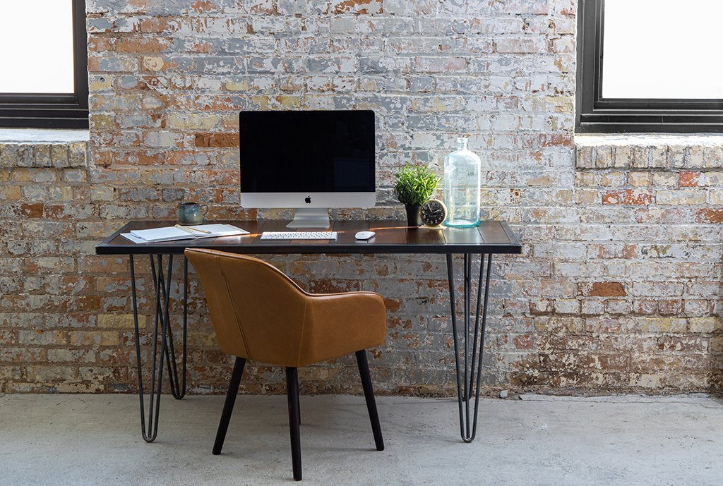 Hairpin Leg Computer Desk | Dark Wood Top | Dakota Timber Company Furniture | Fargo Furniture Store