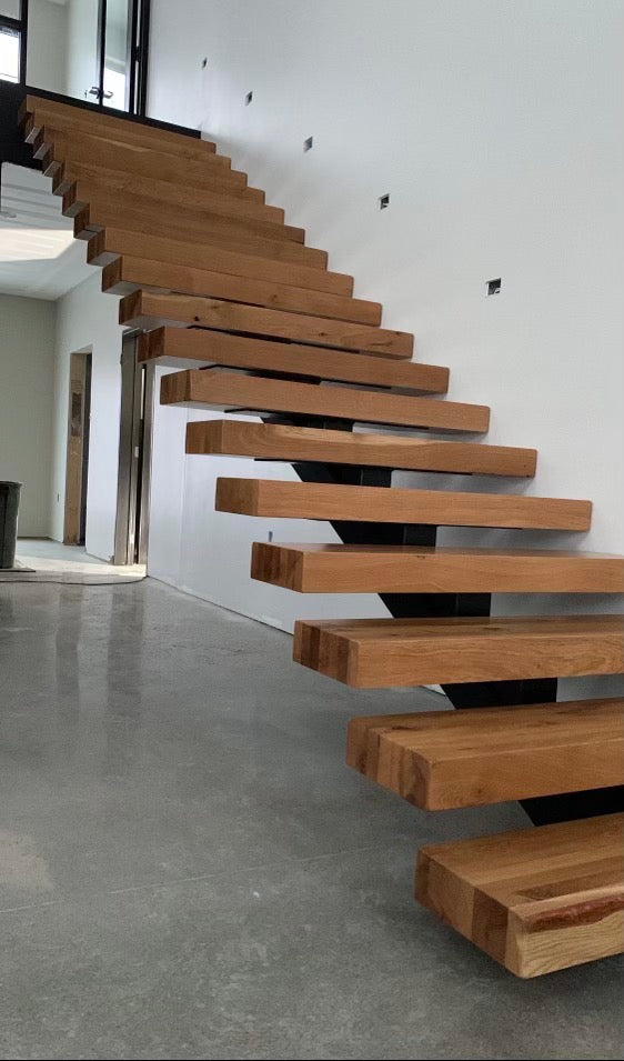 Custom Floating Stair Treads Wood - Dakota Timber Co.
