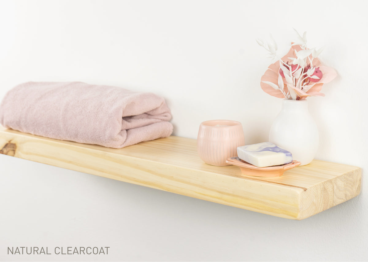 Sustain Floating Shelf Kit - Natural Raw Wood Shelves - Dakota Timber Company - Light Brown Wood Floating Shelf - Floating Shelves for Kitchen - Real Wood Floating Shelves - Natural Clearcoat Wood