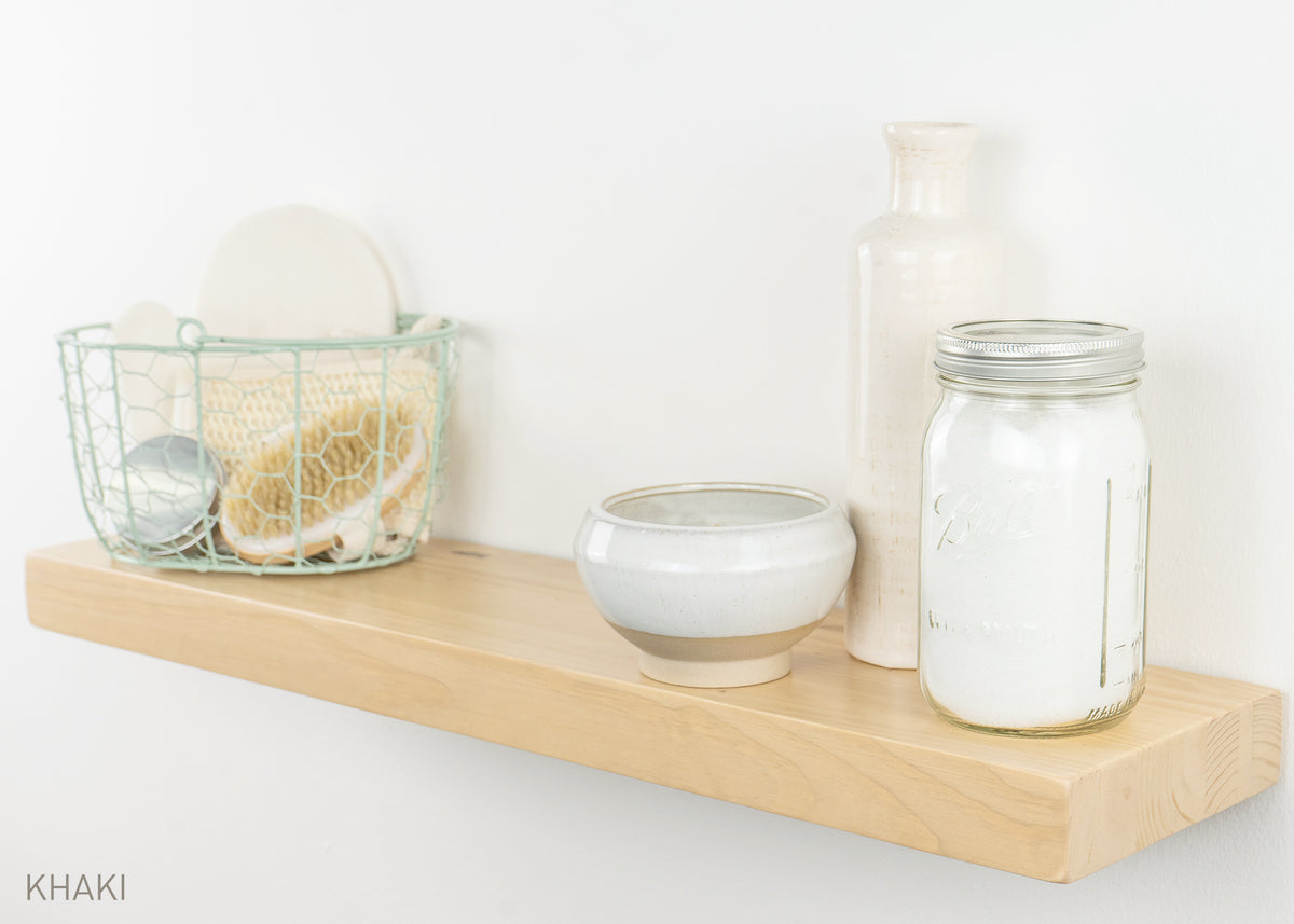 Sustain Floating Shelf Kit - Dakota Timber Company - Light Wood Oak Floating Shelf - Floating Shelves for Kitchen - Real Wood Floating Shelves - Natural Wood