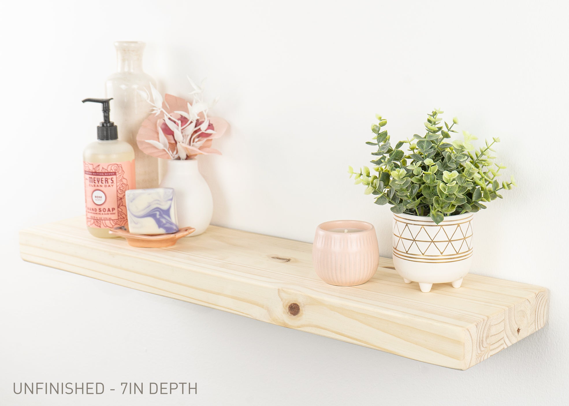 2Pack Unfinished Floating Shelf Kit Solid Wood Made in USA