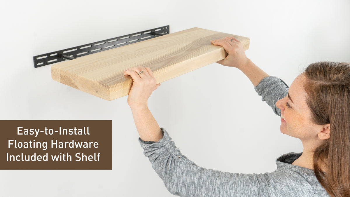Easy to Install Floating Shelf Kit - Floating Shelf DIY - How to Install Floating Shelf - Dakota Timber Co Floating Shelves - Real Wood Shelf - Floating Shelf Bracket