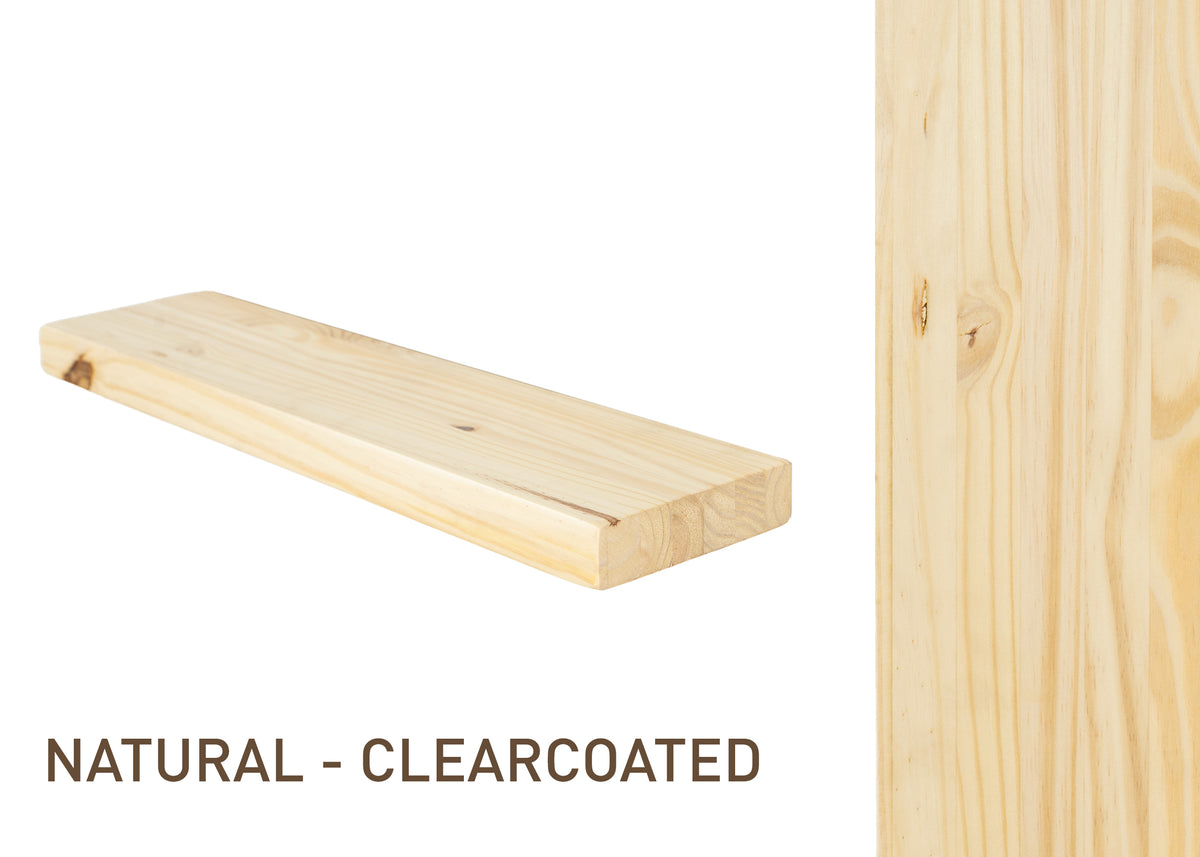 Natural Wood Shelf - Natural Wood Floating Shelf Kit - Dakota Timber Co Floating Shelves - Light Wood Floating Shelf - Real Wood Shelves - Natural Clearcoat Dakota Timber Co. Shelf