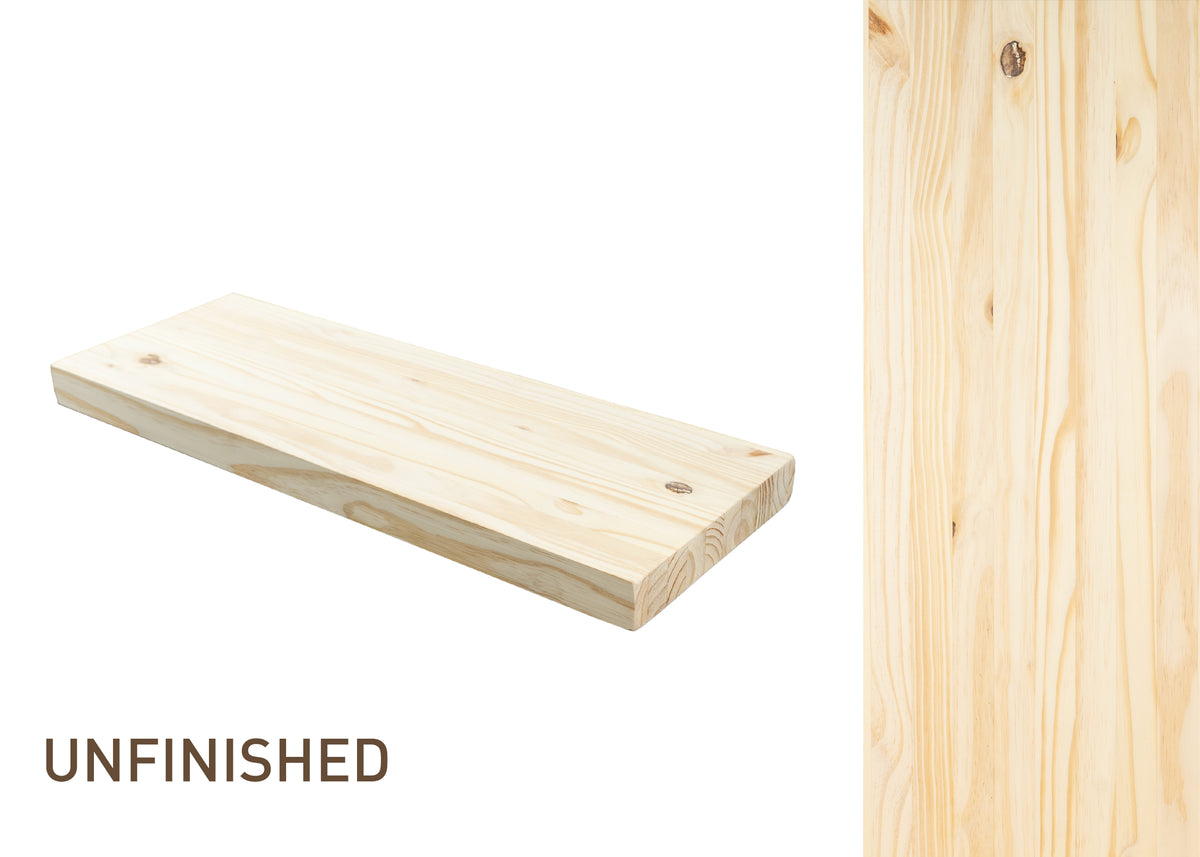 Unfinished Floating Shelf Kit - Dakota Timber Co Unfinished Shelves - DIY Floating Shelves - Light Wood Floating Shelf - Best Floating Shelves - Real Wood Shelves