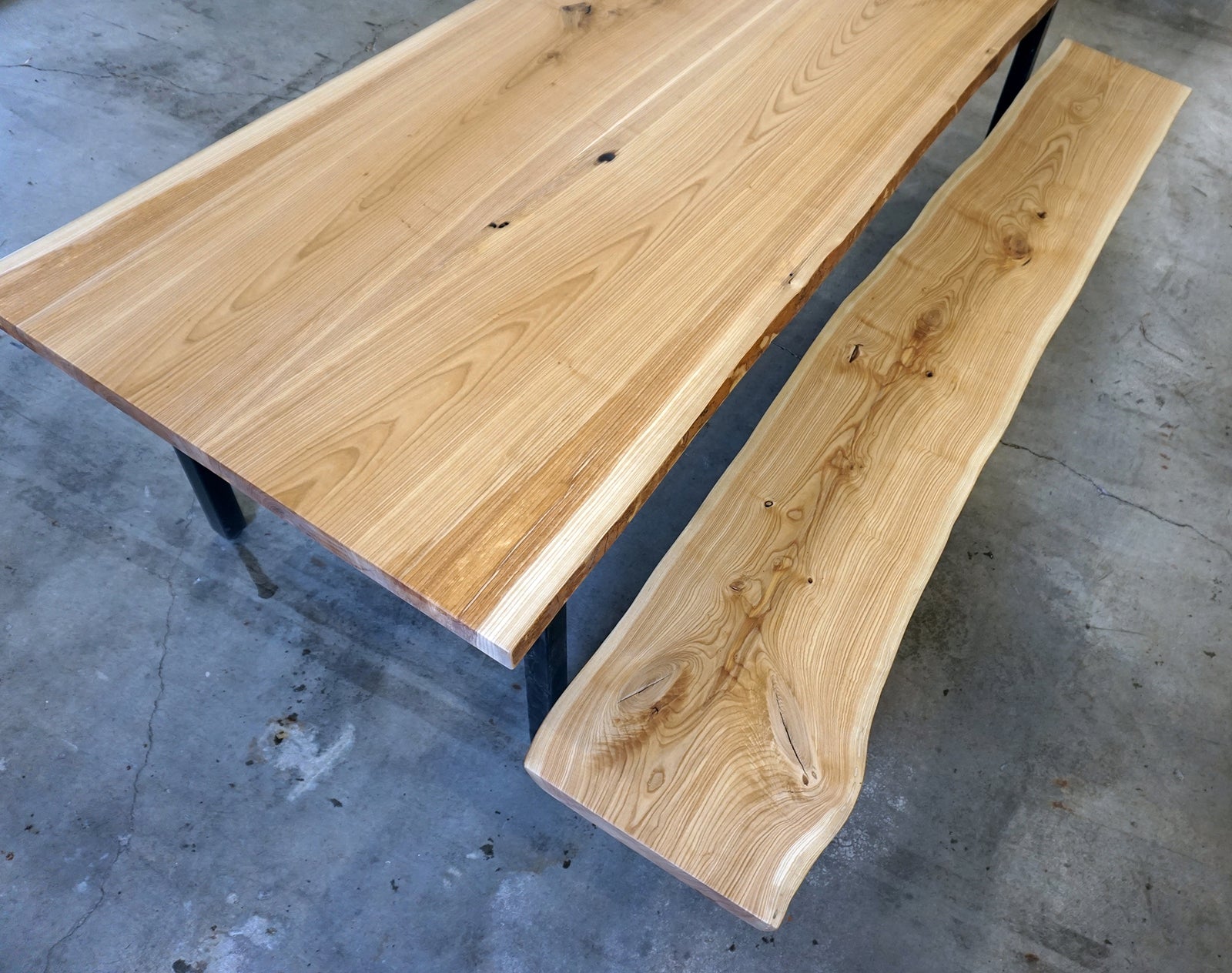 Hardwood Live Edge Table Top and Bench | Dakota Timber Company Custom Tables | Table Tops | Sustainable Wood 