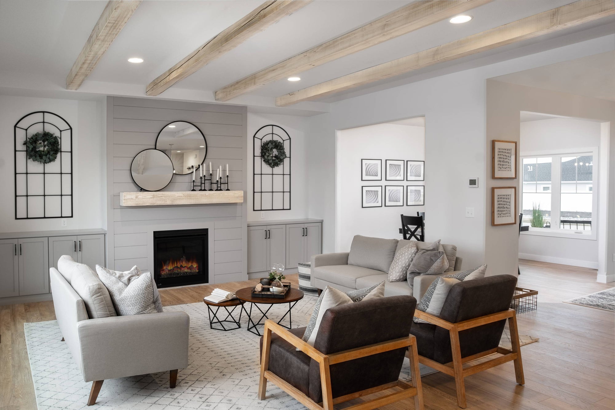 Whitewash Ceiling Beams | Dakota Timber Fargo | Ceiling Timbers and Reclaimed Wood Fireplace Mantel