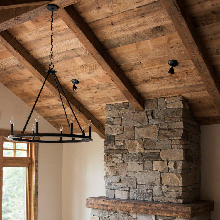 Reclaimed Wood Ceiling with Timber Reclaimed Beams | Montana Lake Home Design | Dakota Timber Company | Fargo, ND