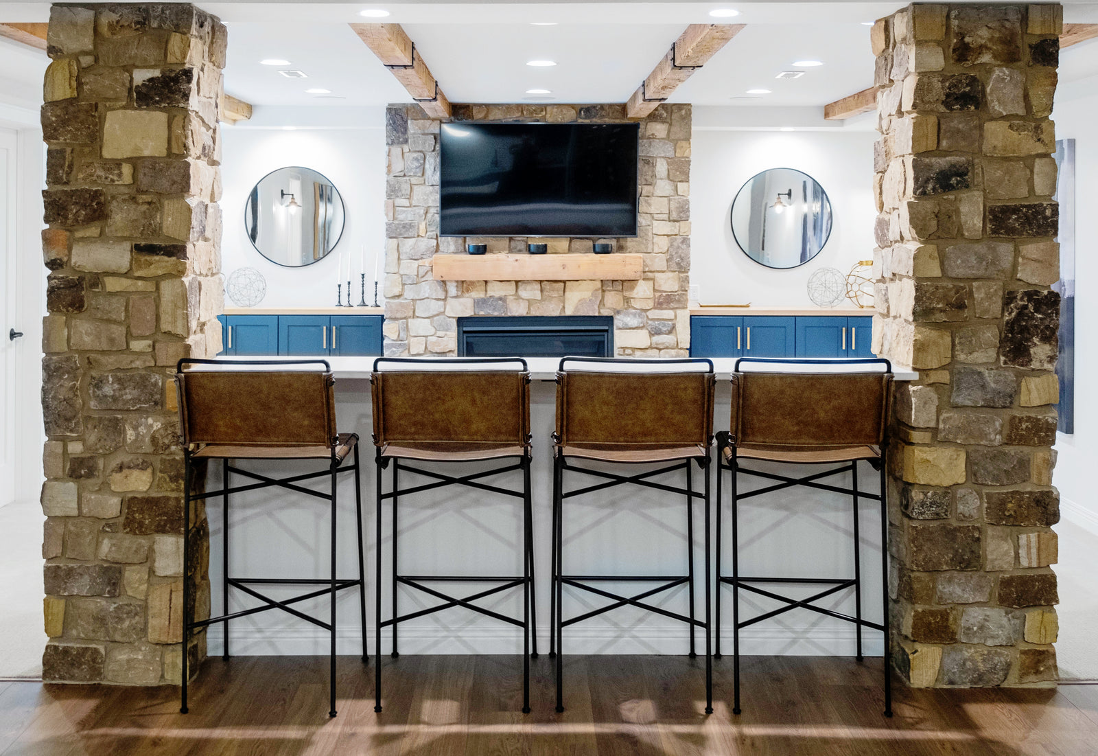 Reclaimed Wood Ceiling Beams and Mantel | Dakota Timber Company | Rustic Timber Beams