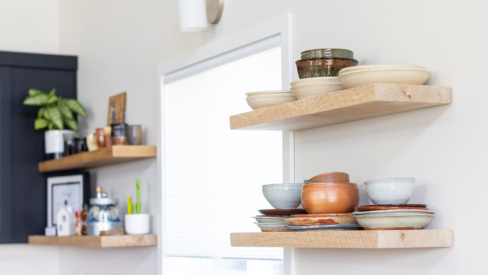 Natural Wood Floating Shelves - Dakota Timber Co. Shelves - Kitchen Open Shelves