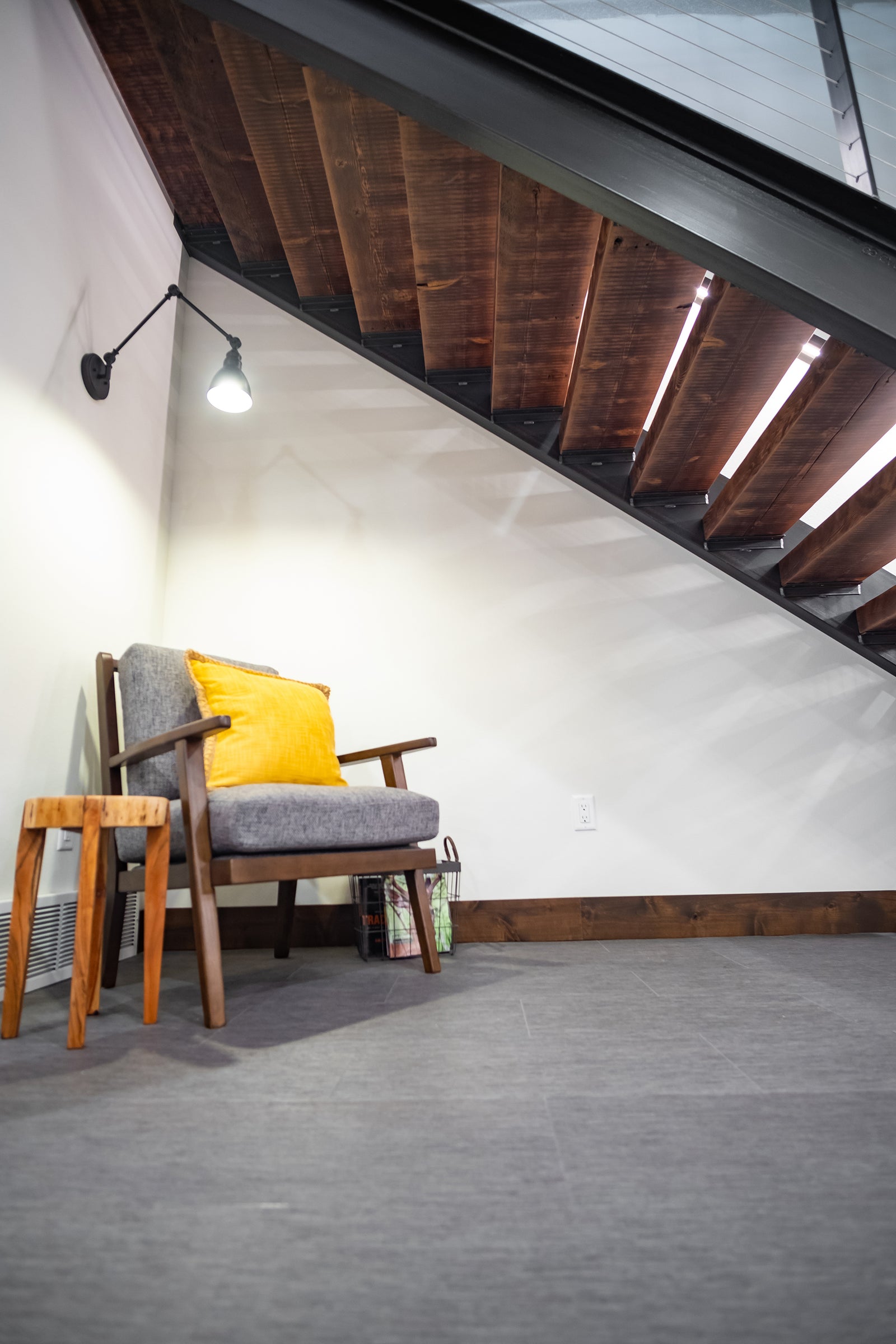 Reclaimed Wood Stair Treads - Wood Floating Stairs - Dakota Timber Co