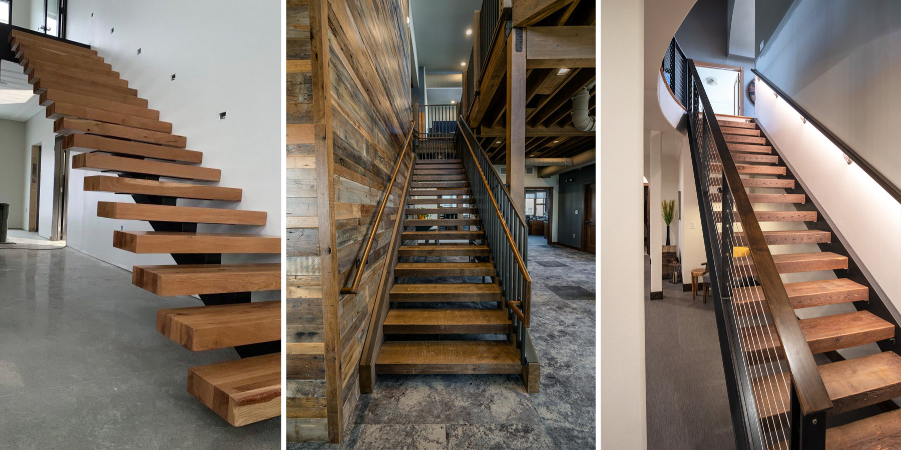 Custom Wood Stair Treads - Wooden Floating Stairs - Dakota Timber Co.
