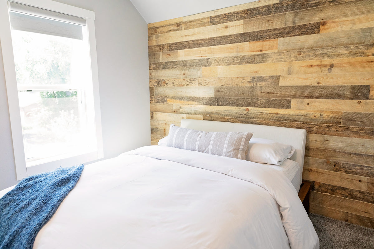 Dakota Timber Company Wood Shiplap - Wall Paneling - Wood Wall Planks - Shiplap Wall in Bedroom -  Natural Wood Wall
