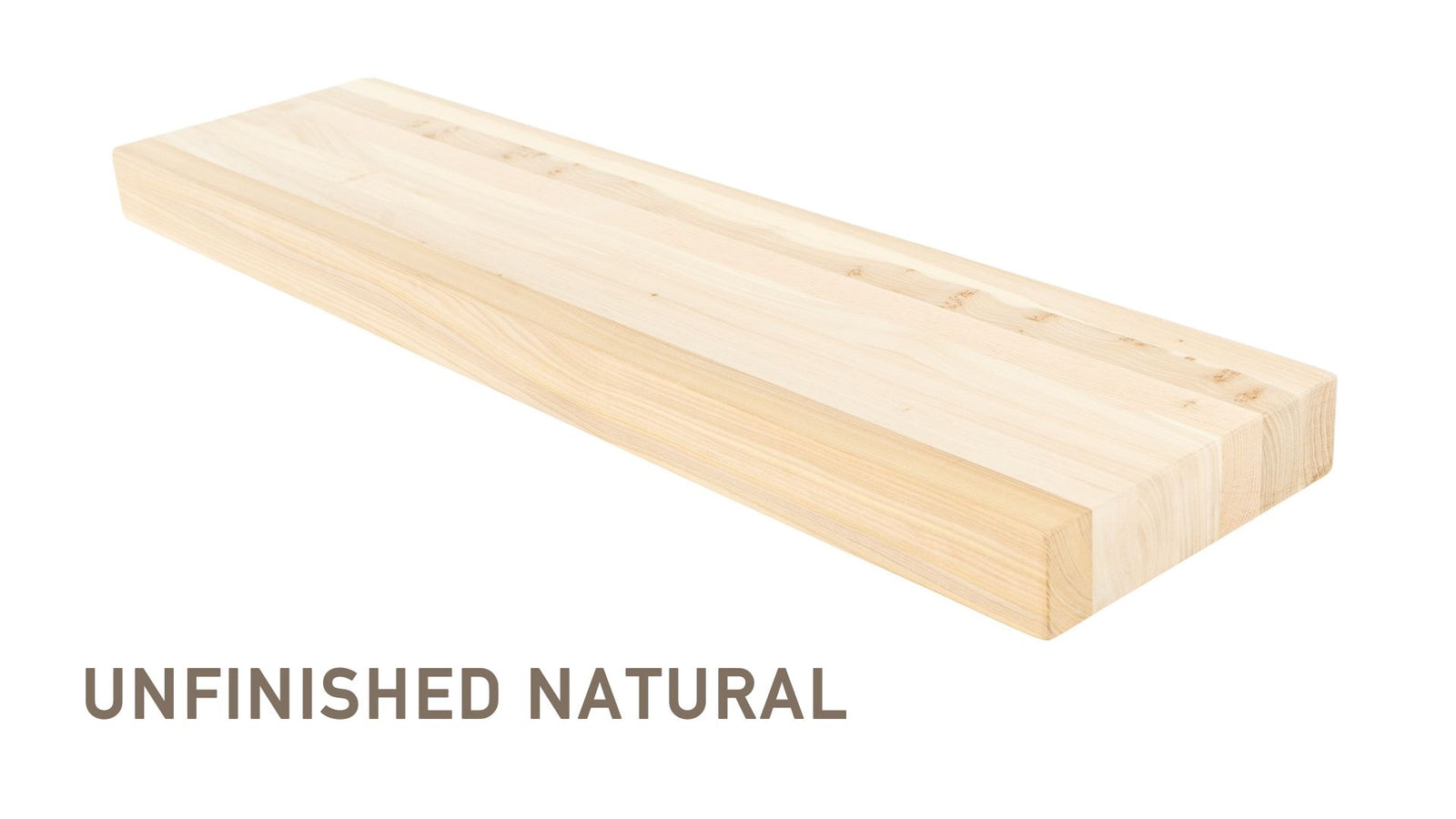 Natural, unfinished stair tread made from solid wood.